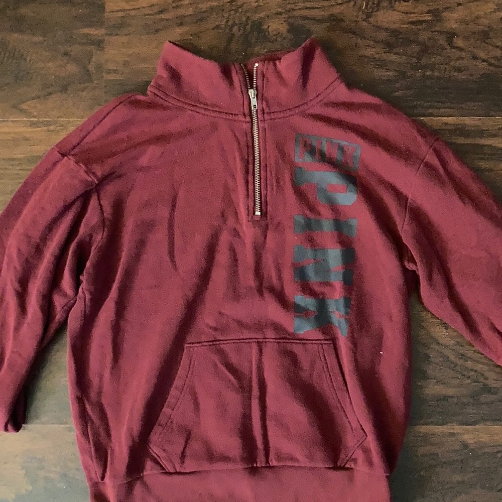 Pink Victoria’s Secret Half Zip Pullover in Maroon